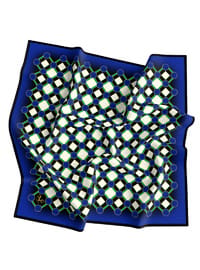 Geometrik Desenli Twill Eşarp Askılı 90x90 Kırmızı Krem