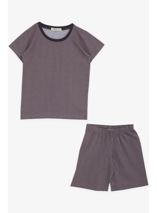 BREEZE GİRLS & BOYS Erkek Bebek Şortlu Pijama Takımı Gülenyüz Meşe Palamutu Desenli 9 Ay-3 Yaş, Vizon