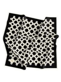 Geometrik Desenli Twill Eşarp Askılı 90x90 Kırmızı Krem