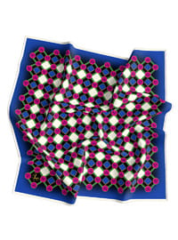 Geometrik Desenli Twill Eşarp Askılı 90x90 Kırmızı Krem