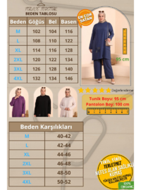 Kadın İkili Takım Ayrobin Pantolon Tunik Büyük Beden Lacivert
