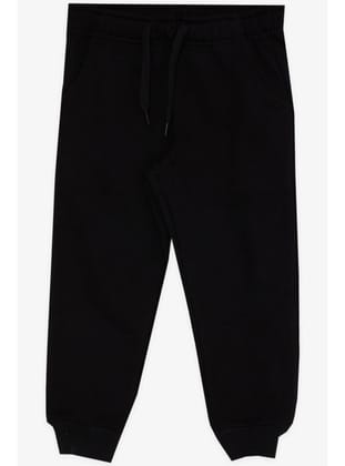 BREEZE GİRLS & BOYS Erkek Çocuk Eşofman Altı Cepli Beli Lastikli Bağcık Aksesuarlı 1-4 Yaş, Siyah