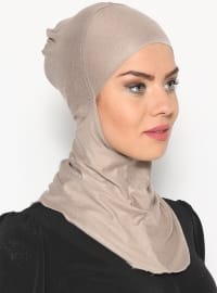 Boyunluklu Hijab Bone Açık Vizon Ecardin