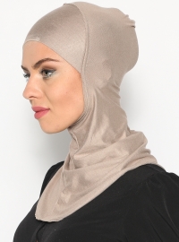 Boyunluklu Hijab Bone Açık Vizon Ecardin