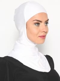 Boyunluklu Hijab Bone Beyaz Ecardin