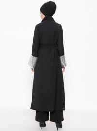 Payetli Kollu Abaya Siyah