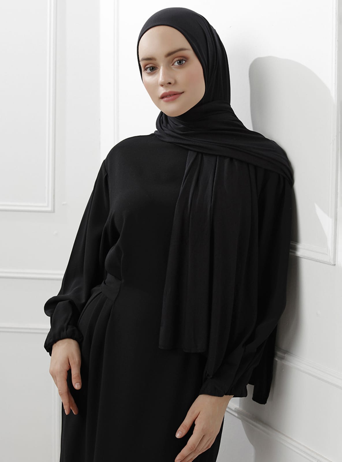 Likralı Penye Şal Siyah