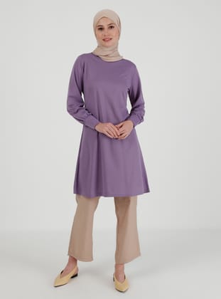 Kolu Detaylı Tunik - Lila - ZENANE