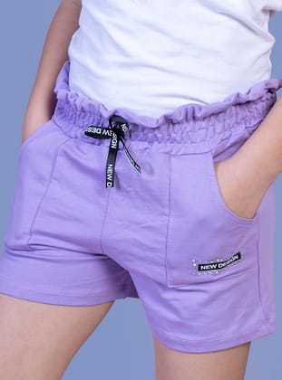 Toontoy Kız Çocuk Beli Lastikli İki Yanı Cepli Şort-Lila - Lila - Toontoy