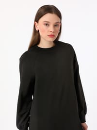 Basic Bisiklet Yaka Reglan Kollu Uzun İkili Eşofman Takımı- Siyah - Benin