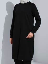 Basic Bisiklet Yaka Reglan Kollu Uzun İkili Eşofman Takımı- Siyah - Benin