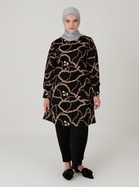 Zincir Desenli Tunik Siyah