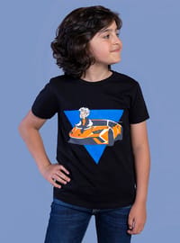 Toontoy Erkek Çocuk Araba Baskılı Tişört-Siyah