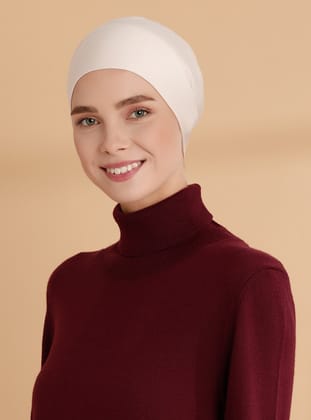 XL Düz Geçme Bone - Açık Bej - Tuva