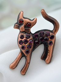 Kedi Figürlü Broş - Bronz