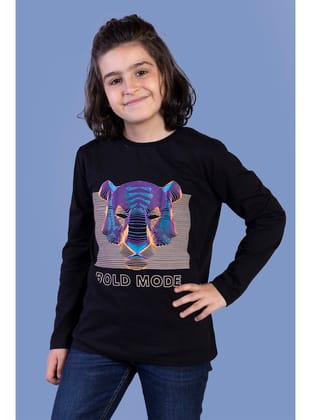 Toontoy Erkek Çocuk Kabartma Baskılı Tişört-Siyah
