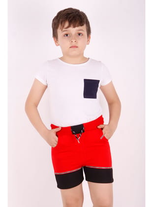 Toontoy Erkek Çocuk Sport Şeritli Garnili Şort-Bordo