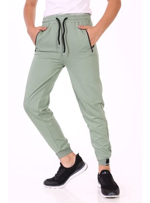 Toontoy Kız Çocuk Cepli Jogger Eşofman Alt-Yeşil