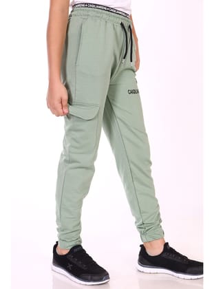 Toontoy Kız Çocuk Cep Detaylı Baskılı Eşofman Alt-Yeşil