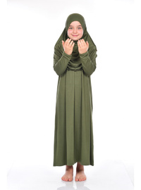 Çocuk Namaz Elbisesi 8-12 Yaş Haki