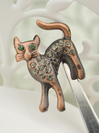 Kedi Figürlü Broş - Bronz