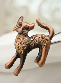 Kedi Figürlü Broş - Bronz