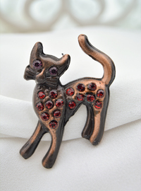 Kedi Figürlü Broş - Bronz