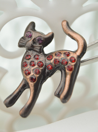 Kedi Figürlü Broş - Bronz