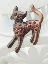 Kedi Figürlü Broş - Bronz