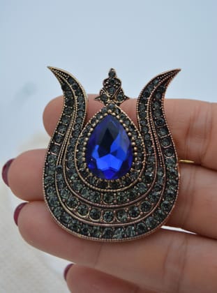 Saray Safir Broş - Mavi - Stoneage