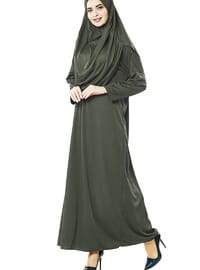 Tek Parça Namaz Elbisesi Set Haki