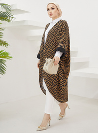 Desenli Kimono Kahverengi