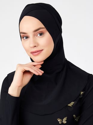 Çapraz Yüzücü Bone Eşarp - Siyah - Remsa Mayo