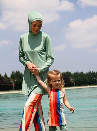 Kız Çocuk Mayo - Küf Yeşili - Marina Mayo
