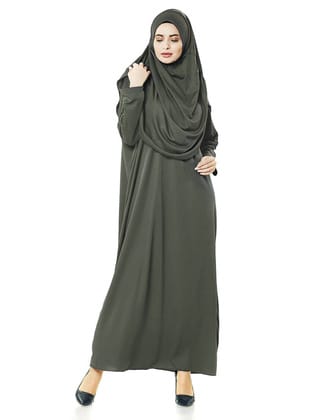 Tek Parça Namaz Elbisesi - Haki - 5015 Haki