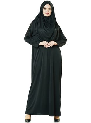 Tek Parça Namaz Elbisesi - Siyah - 5015 Siyah