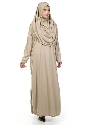 Tek Parça Namaz Elbisesi - Vizon - 5015 Vizon