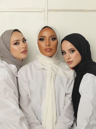 3`lü Avantaj Seti Luxury Penye Şal - Siyah Kırık Beyaz Gri - Beyzak Store