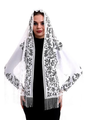 Narin Pamuk Tül Şal Beyaz 60x160