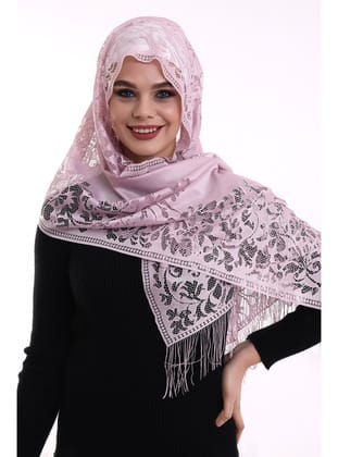 Narin Pamuk Tül Şal Pembe-2 60x160