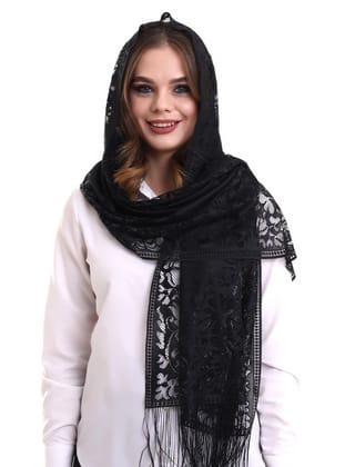 Narin Tül Şal Siyah 60x160