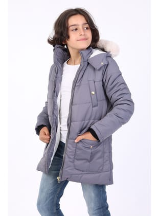 Toontoy Erkek Çocuk Kapüşonlu İçi Kürklü Mont-Füme