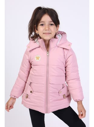 Toontoy Kız Çocuk Kapüşonlu İçi Kürklü Mont-Pudra
