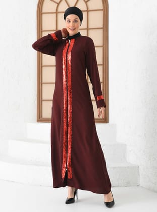 Payet Şeritli Ferace - Bordo - Filizzade