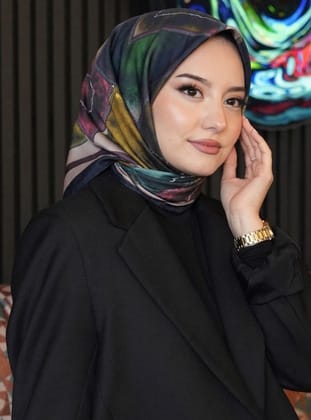 Soyut Desen Bordo Soft Pamuk Eşarp