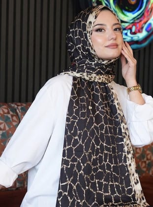 Mermer Desen Siyah Soft Pamuk Şal