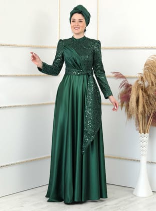 Mina Abiye Elbise - Yeşil - Burak Baran Fashion