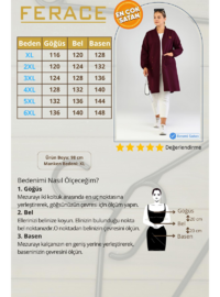 Kadın Ottoman Cepli Çelik Büyük Beden Hırka Mürdüm