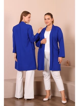 Blazer Buyuk Beden Kadin Ceket Tesettur Giyim Blazer Ceket Mavi