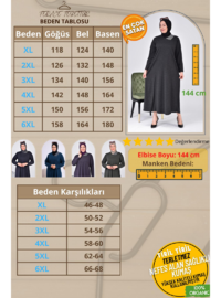 Kadın Büyük Beden Ay Yaka Anne Elbise Uzun Tesettür Haki